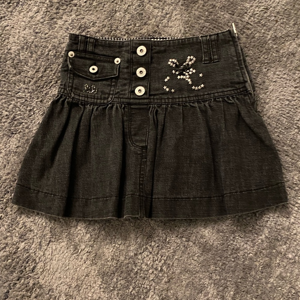 Designer Black Denim Skirt